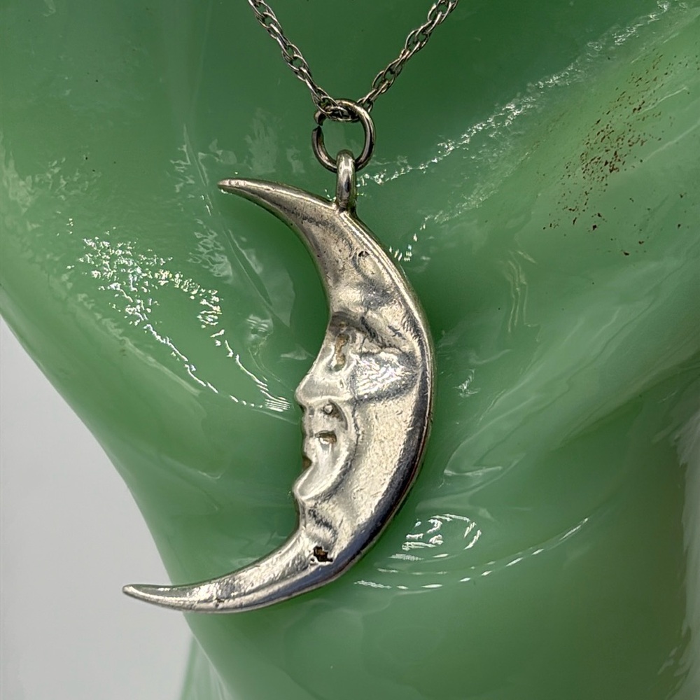 Sterling Silver Soft Man in the Moon Necklace